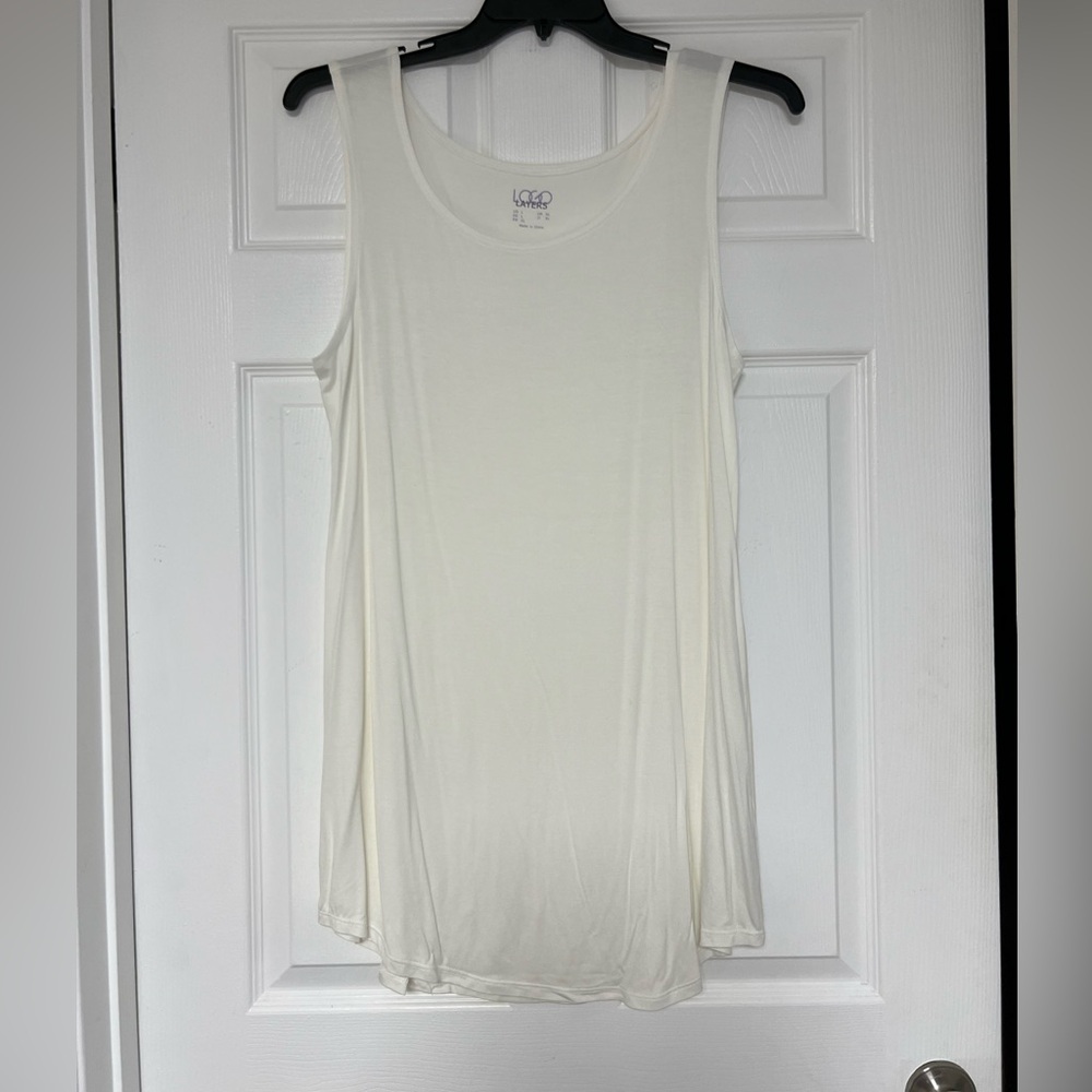 LOGO by Lori Goldstein Women's White Tank Top